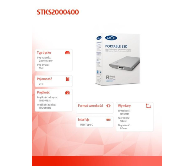 LaCie 2TB Portable SSD V2 Srebrny - 1204294 - zdjęcie 11